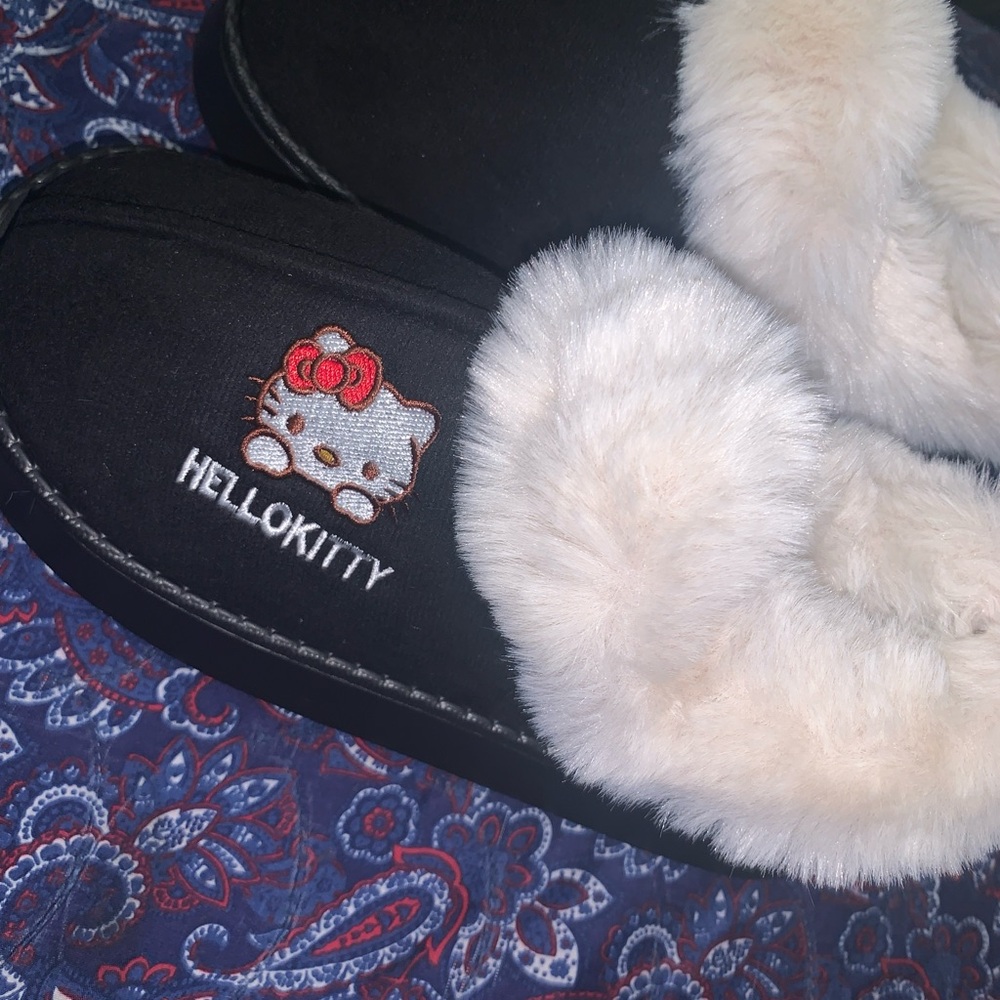 Sanrio Black and White Hello Kitty Slippers